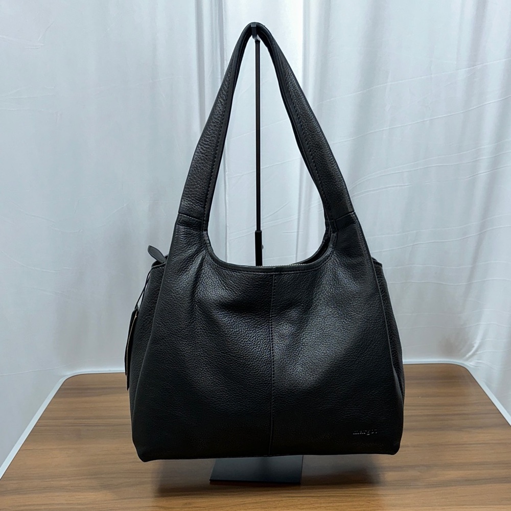 margot Black Pebbled Leather Shoulder Hobo